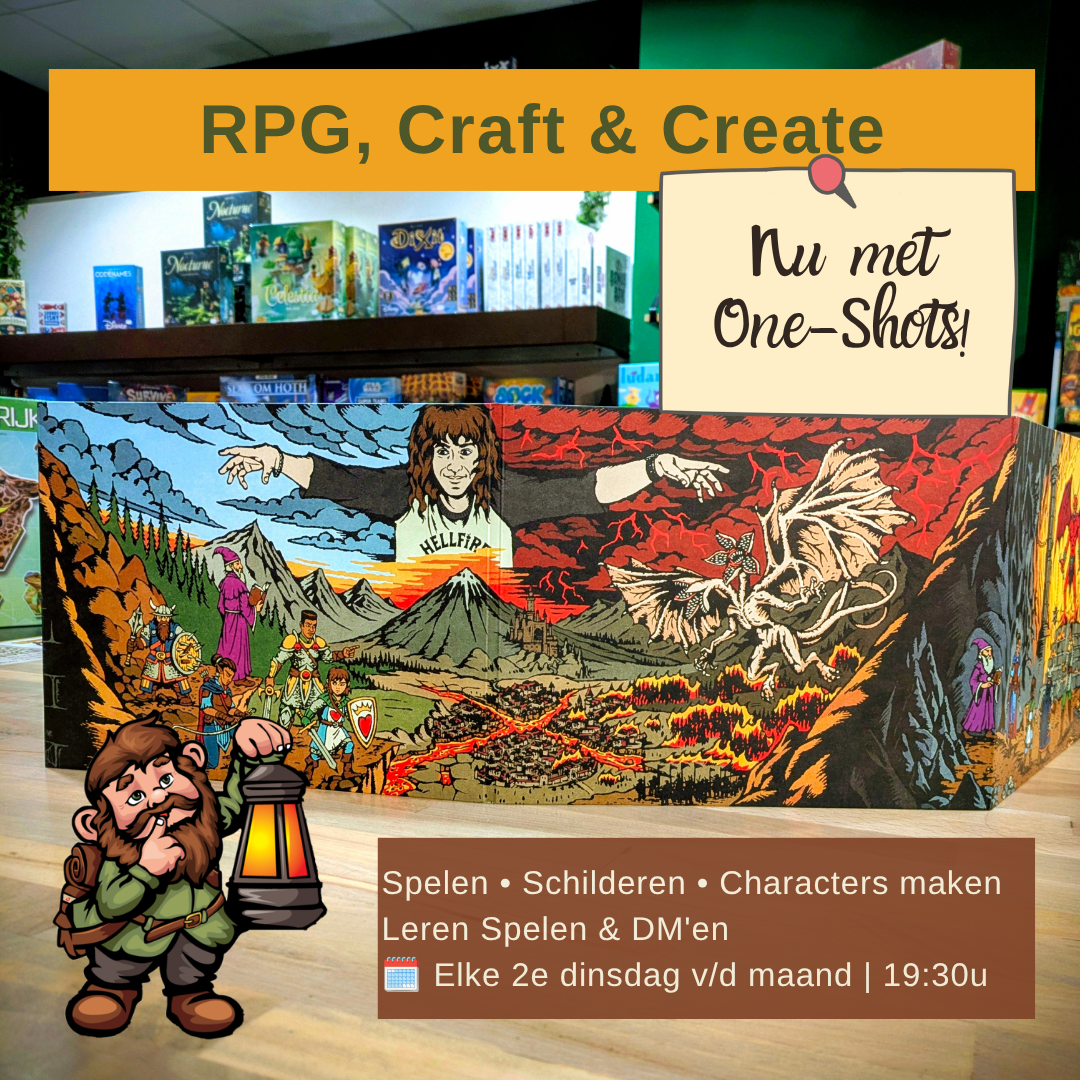 RPG, Craft & Create: One Shots, Character Creation, Hobby | 19.30 - 22.30u