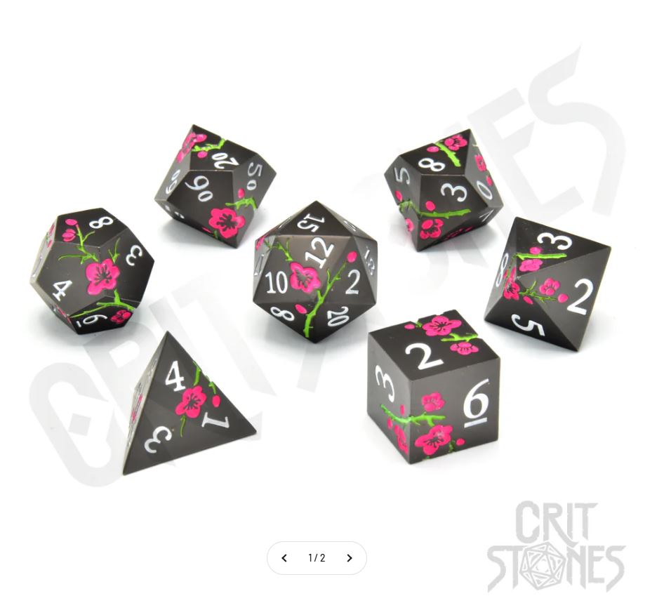 Nighttime Blossom Metal RPG Dice Set