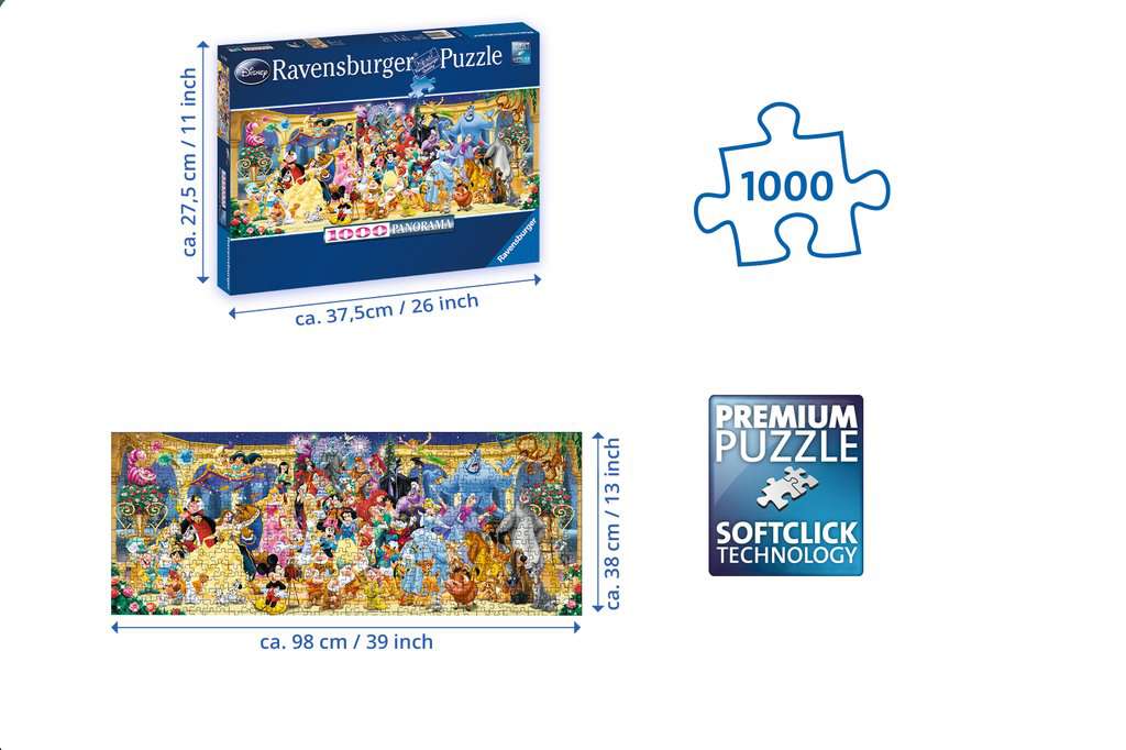 Disney Groepsfoto Panorama, 1000 stukjes - Puzzel