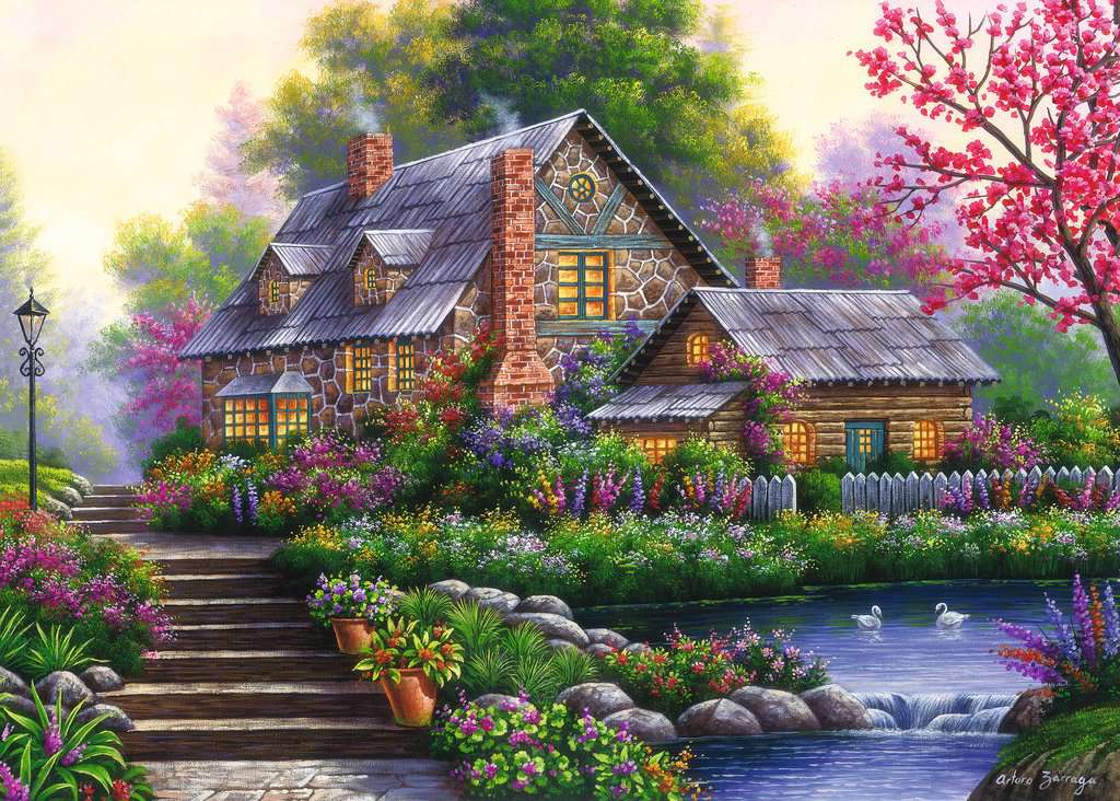 Romantische Cottage, 1000 stukjes - Puzzel