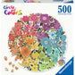 Round puzzle Circle of Color Flowers, 500 stukjes - Puzzel