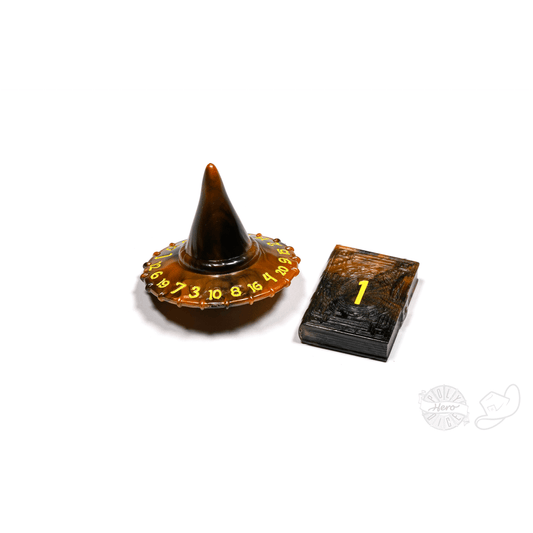PolyHero Wizard d20 Wizard Hat and d2 Spellbook in Smoldering Ember