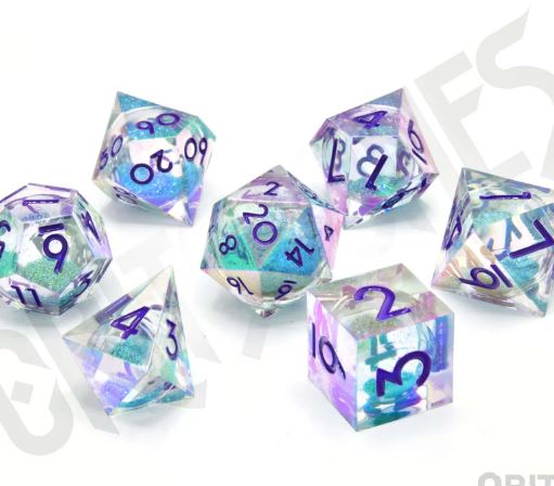 Fantasia Fluid Electroplated Liquid Core RPG Dice Set